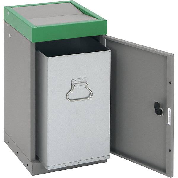 Wertstoffsammler mit Flügeltür einzeln Volumen 30 l Volumen 30 l Deckelfarbe Grün. Stumpf Metall GmbH-0