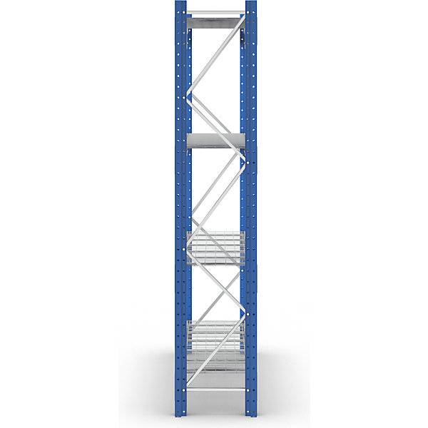 Schwerlast-Großfachregal mit Drahtgitterauflagen Rahmenfarbe Blau HxBxT 2996 x 2410 x 600 mm Grundregal. MAN-3
