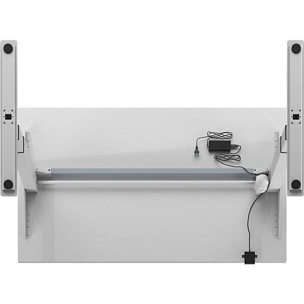 Schreibtisch Atlanta elektrisch höhenverstellbar gerade BxT 1400 x 800 mm lichtgrau/weiß. TAKKT Industrial &-3