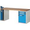 Werkbank mit Schraubstockschrank Baukastensystem Serie 7000 1 Standcontainer mit 2 Schubladen + Tür 1