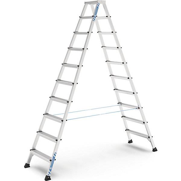Profi-Stufenleiter eloxiert beidseitig begehbar 2 x 10 Stufen. Zarges GmbH 23563649-0