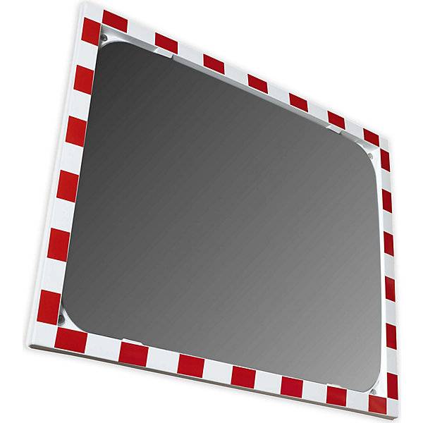 Verkehrsspiegel Spiegel aus Sekurit Rahmen aus Kunststoff rot reflektierend Spiegelmaße BxH 1000 x 800 mm.-3