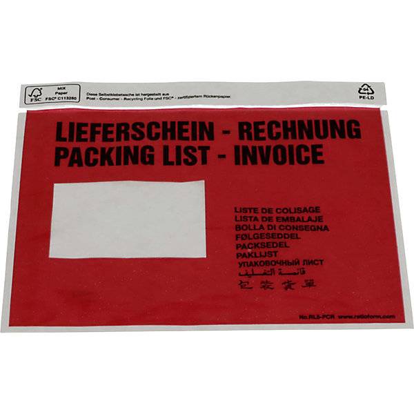 Recycling-Dokumententaschen Aufdruck Lieferschein - Rechnung VE 250 Stk LxB 240 x 185 mm. TAKKT Industrial &-0
