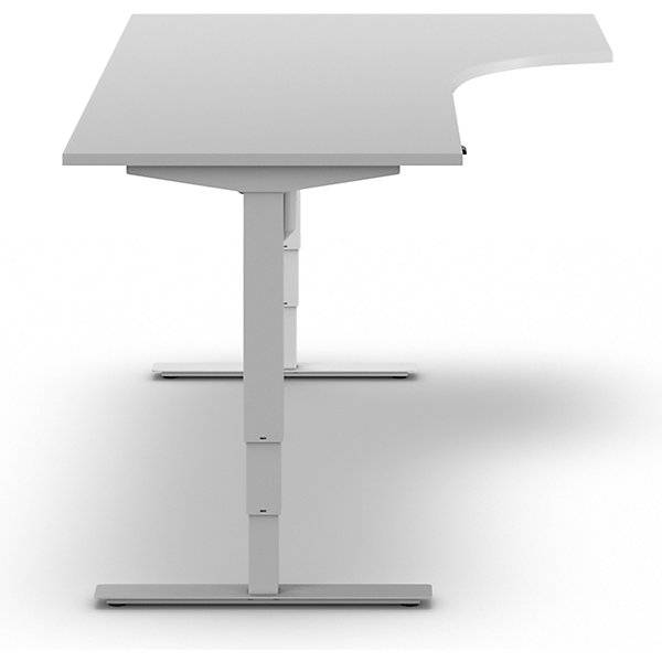Schreibtisch Atlanta elektrisch höhenverstellbar Ecke BxT 1800 x 1200 mm lichtgrau/weiß rechts. TAKKT-3