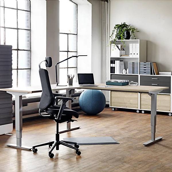 Schreibtisch Atlanta elektrisch höhenverstellbar L-Form BxT 1800 x 2000 mm dunkelgrau/silber rechts. TAKKT-4
