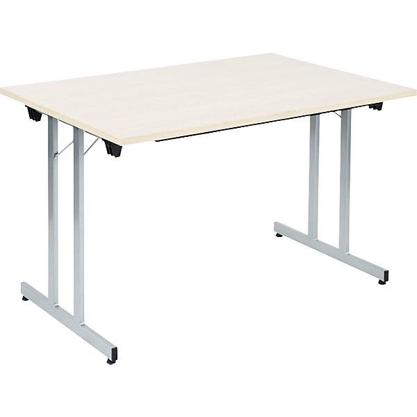 Klapptisch F25 BxT 1200 x 800 mm Platte Ahorn-Dekor Gestell alusilber. SODEMATUB NAUDIN 66831949-0