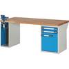 Werkbank mit Schraubstockschrank Baukastensystem Serie 7000 1 Standcontainer mit 2 Schubladen + Tür 1
