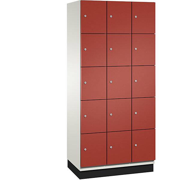 5er-Schließfachschrank Cambio 3 Abteile reinweiß / feuerrot Stahlblech-Tür B 900 mm 15 Fächer. C+P 488176 49