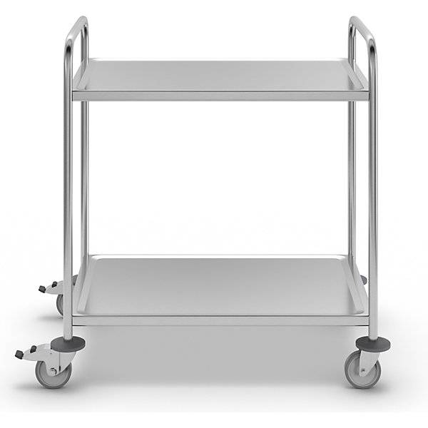 Kongamek Edelstahl- Tischwagen rostfrei mit 2 Böden 685x380mm ohne Umrandung und Bremse-3