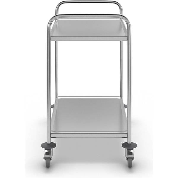 Kongamek Edelstahl- Tischwagen rostfrei mit 2 Böden 685x380mm ohne Umrandung und Bremse-4