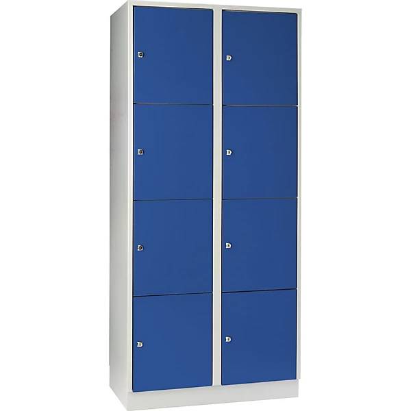 4er-Schließfachschrank München 2 Abteile lichtgrau / enzianblau B 800 mm mit Bodensockel. Eugen Wolf |