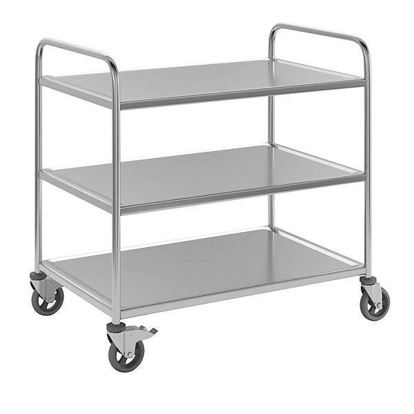 Edelstahl-Servierwagen 3 Etagen luftidentische Reifen LxBxH 1070 x 670 x 970 mm. Koehler GmbH 53138549-0