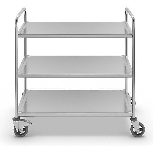 Edelstahl-Servierwagen 3 Etagen luftidentische Reifen LxBxH 1070 x 670 x 970 mm. Koehler GmbH 53138549-1