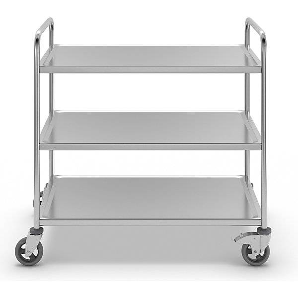Edelstahl-Servierwagen 3 Etagen luftidentische Reifen LxBxH 1070 x 670 x 970 mm. Koehler GmbH 53138549-3
