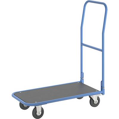 Plattformwagen Ladefläche mit MDF-Platte mit klappbarem Schiebebügel lichtblau. TAKKT Industrial & Packaging-0