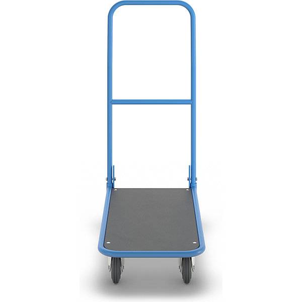 Plattformwagen Ladefläche mit MDF-Platte mit klappbarem Schiebebügel lichtblau. TAKKT Industrial & Packaging-2