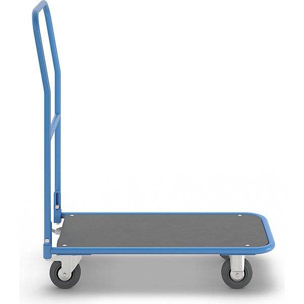 Plattformwagen Ladefläche mit MDF-Platte mit klappbarem Schiebebügel lichtblau. TAKKT Industrial & Packaging-3