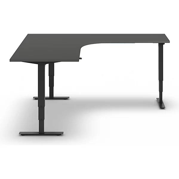 Schreibtisch Atlanta elektrisch höhenverstellbar L-Form BxT 1800 x 2000 mm dunkelgrau/schwarz rechts. TAKKT-4