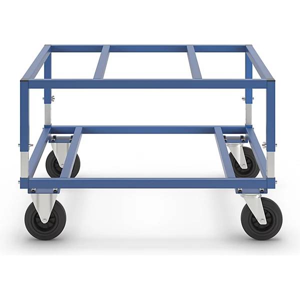Paletten-Fahrgestell KM222 LxBxH 1200 x 1000 x 655 - 830 mm blau 2 Lenk- und 2 Bockrollen. KONGAMEK AB-3