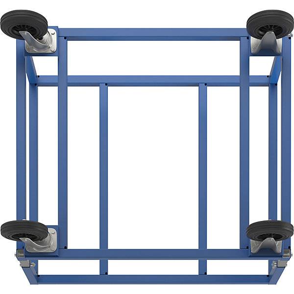 Paletten-Fahrgestell KM222 LxBxH 1200 x 1000 x 655 - 830 mm blau 2 Lenk- und 2 Bockrollen. KONGAMEK AB-4
