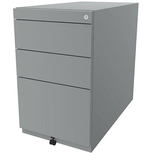 Standcontainer Note™ mit 2 Universalschubladen 1 Hängeregistratur ohne Top Tiefe 775 mm silber. BISLEY