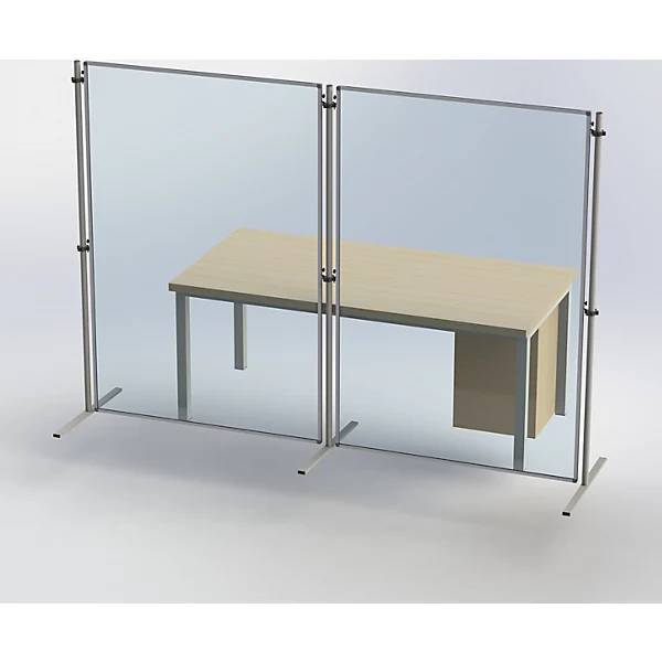 Funktions-Trennwand aus Acrylglas mit T-Flachfüßen HxB 1800 x 1000 mm Anbauelement. KROmedia GmbH & Co. KG-2