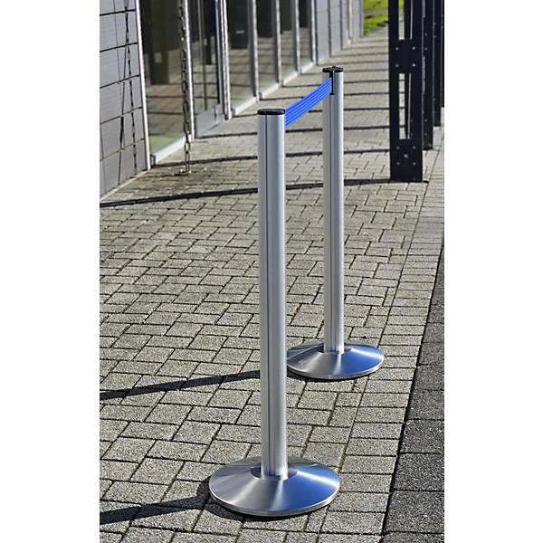 Gurtpfosten Beltrac EXTEND Aluminium Pfosten Chrom gebürstet Gurt blau. VIA GUIDE GmbH 69222949-2