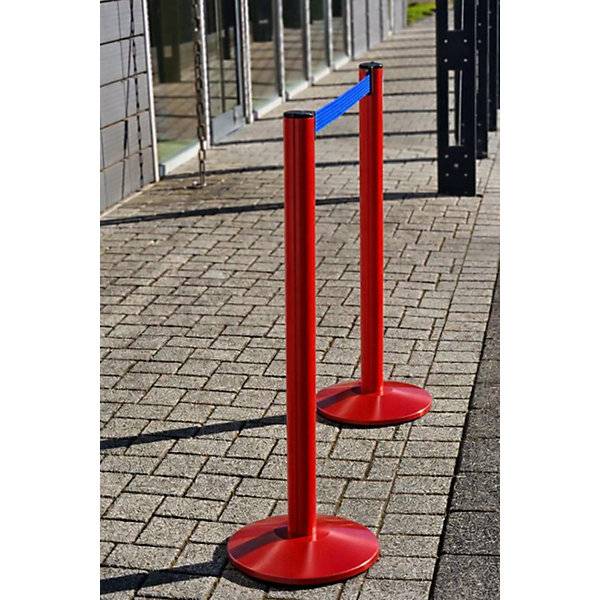 Gurtpfosten aus Aluminium Pfosten rot Auszug 2300 mm Gurtfarbe Blau. VIA GUIDE GmbH 11269449-3