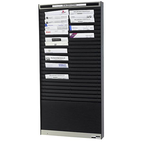 Dokumentensortiertafel 2 x 25 Fächer DIN A4 Dokumentenlage vertikal schwarz matt. Display Developments