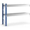 Schwerlast-Großfachregal mit Drahtgitterauflagen Rahmenfarbe Blau HxBxT 1996 x 2780 x 800 mm Anbauregal. MAN