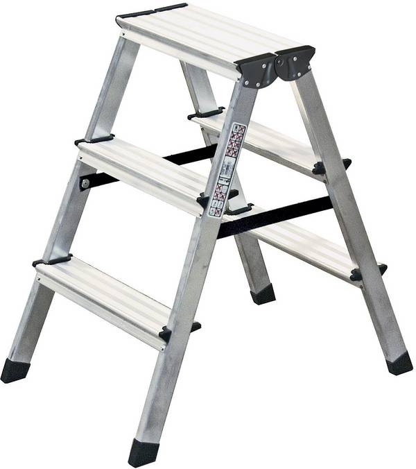 Krause  120328 Aluminium Stufen-Doppelleiter  Arbeitshöhe (max.): 2.20 m Silber DIN EN 131 2.4 kg