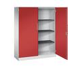 Flügeltürenschrank ASISTO Höhe 1617 mm Breite 1200 mm 3 Fachböden lichtgrau/feuerrot. C+P 53888649