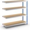 Großfach-Steckregal blau/grau HxBxT 1508 x 1525 x 500 mm Spanplattenböden Anbauregal. TAKKT Industrial &