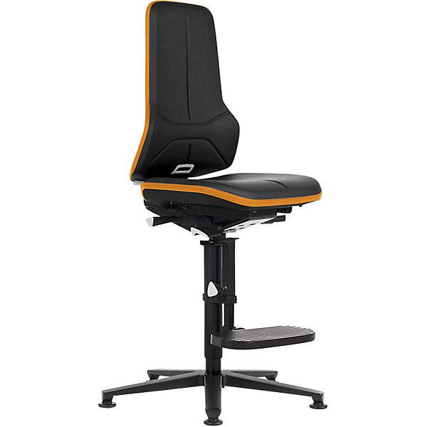 NEON Arbeitsdrehstuhl ESD Gleiter Aufstiegshilfe Synchronmechanik Kunstleder Flexband orange.-0