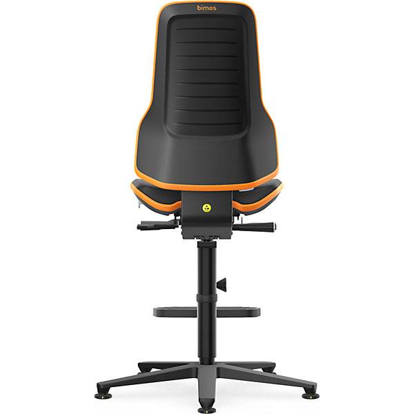NEON Arbeitsdrehstuhl ESD Gleiter Aufstiegshilfe Synchronmechanik Kunstleder Flexband orange.-4