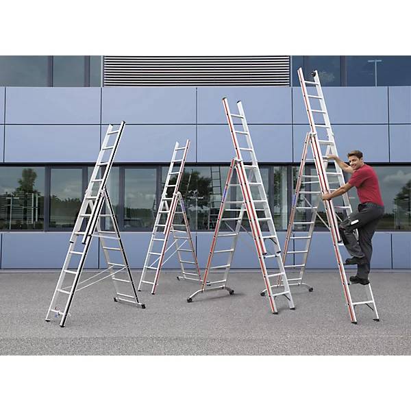Alu-Mehrzweckleiter Einsteigermodell 3 x 10 Sprossen max. Arbeitshöhe 734 m. Hymer Leichtmetallbau | GmbH &-3