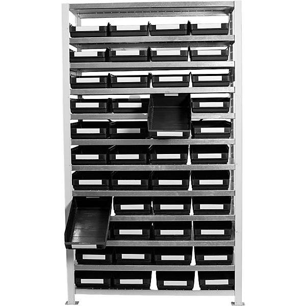 Steckregal mit ESD Sichtlagerkästen HxBxT 1790 x 1000 x 400 mm 44 Sichtlagerkästen. STEMO Lagerstandard GmbH-4