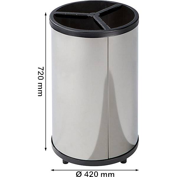 Wertstoffsammler rund Volumen 3 x 30 l HxØ 950 x 420 mm mit Dach gelb blau grün. VAR GmbH 72773149-2
