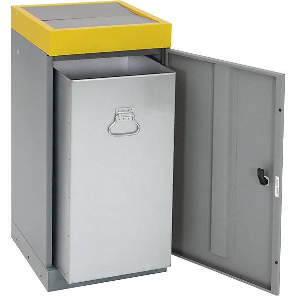 Wertstoffsammler mit Flügeltür einzeln Volumen 30 l Volumen 70 l Deckelfarbe Gelb. Stumpf Metall GmbH