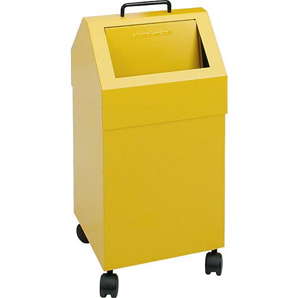 Wertstoffbehälter mit Einwurfklappe Volumen 45 l gelb BxH 330 x 710 mm fahrbar. Stumpf Metall GmbH 75492049-1