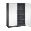 Flügeltürenschrank ASISTO Höhe 1617 mm Breite 1200 mm 3 Fachböden schwarzgrau/verkehrsweiß. C+P 53889149