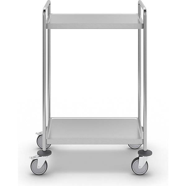 Kongamek Edelstahl- Tischwagen vollständig geschweißt mit Schiebegriffen, 2 Ladeflächen 625x415mm-1