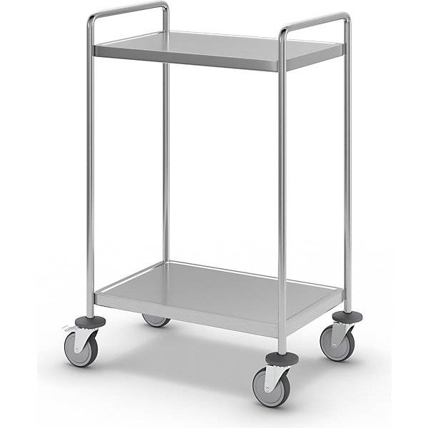 Kongamek Edelstahl- Tischwagen vollständig geschweißt mit Schiebegriffen, 2 Ladeflächen 625x415mm-3