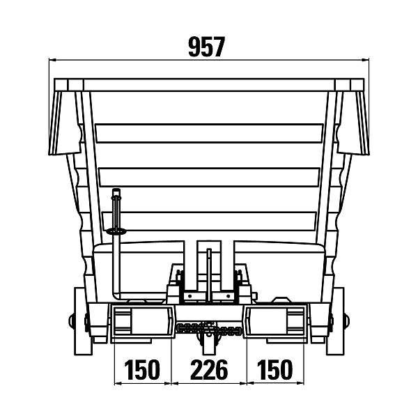 Kippbehälter aus Polyethylen mit Einfahrtaschen und Rollen Volumen 03 m³ grau. Denios SE 51873949-4