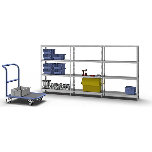 Schraubregal Bauart leicht doppelseitig HxBxT 1500 x 1000 x 600 mm grau Grundregal. TAKKT Industrial &-2