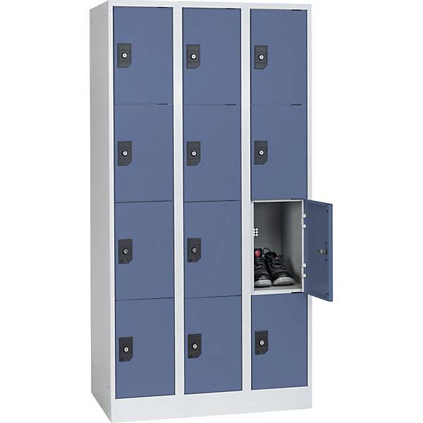 4er-Schließfachschrank Stuttgart 3 Abteile B 900 mm lichtgrau / taubenblau. Eugen Wolf | Metallwarenfabrik GmbH