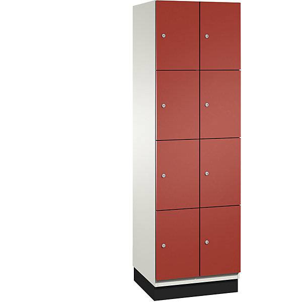 4er-Schließfachschrank Cambio 2 Abteile reinweiß / feuerrot Stahlblech-Tür B 600 mm 8 Fächer. C+P 488032 49
