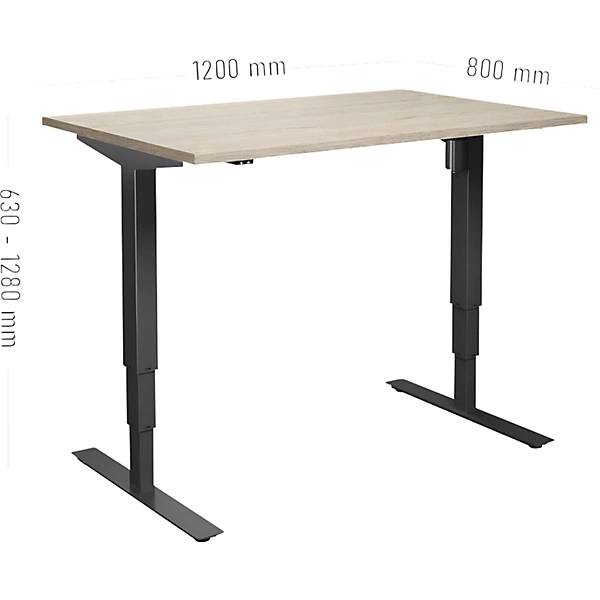Schreibtisch Atlanta elektrisch höhenverstellbar gerade BxT 1200 x 800 mm Eiche/schwarz. TAKKT Industrial &-3