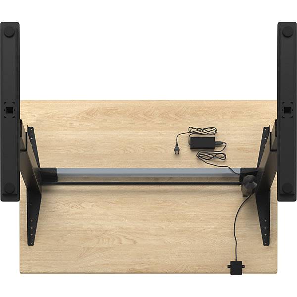 Schreibtisch Atlanta elektrisch höhenverstellbar gerade BxT 1200 x 800 mm Eiche/schwarz. TAKKT Industrial &-4