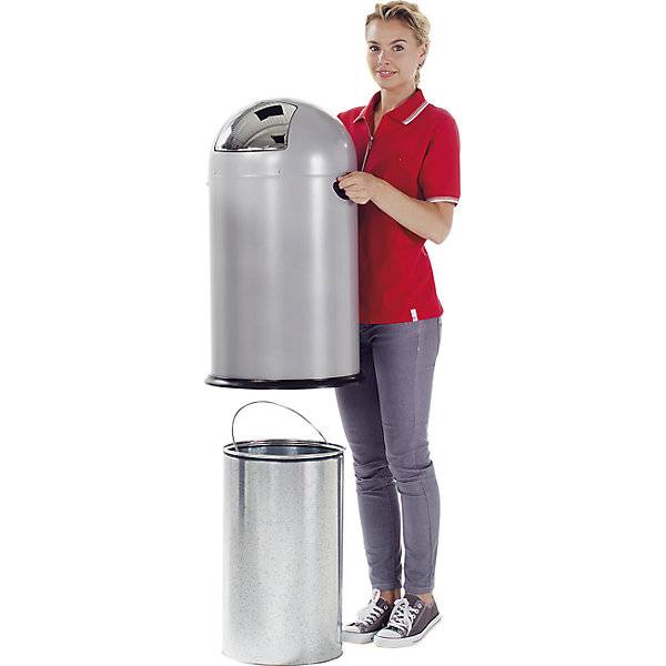 Mülleimer mit Einwurfklappe - 52 l - verkehrsweiß-2